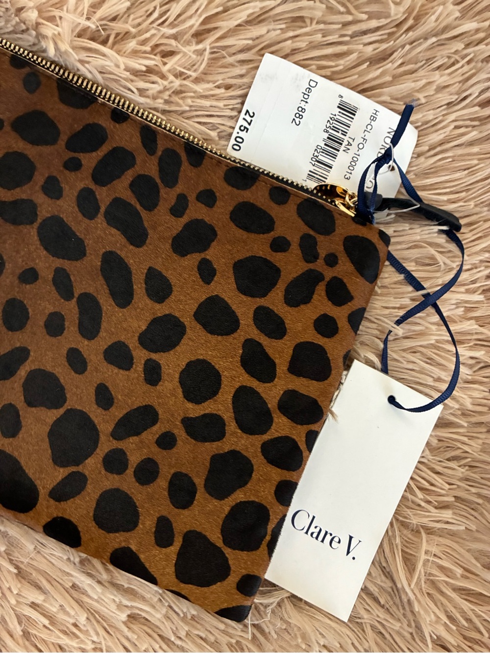 NWT CLARE V. LEOPARD HAIR ON FOLDOVER CLUTCH - Picture 7 of 8